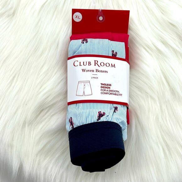 Club Room Men's Woven Boxers Tagless - Lobsters/Red - XL - NWT - Picture 2 of 5